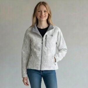 The North Face SoftShell Ivory White Floral Print Stretch Zip Jacket Women's S